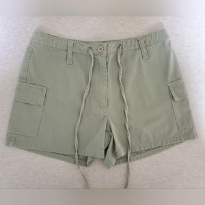 Vintage Y2K 90s Express Bleus cargo shorts 100% cotton olive green military XS 2